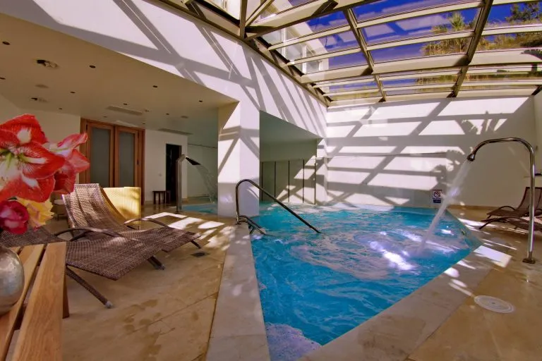 Blue sea beach indoor pool